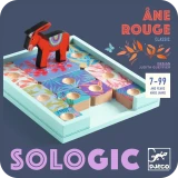 Voorkant van de doos in 2D  van het spel 'Âne Rouge'. Dit is een breinbreker van het merk Djeco uit de Sologic-serie
