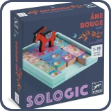 Voorkant van de doos in 3D  van het spel 'Âne Rouge'. Dit is een breinbreker van het merk Djeco uit de Sologic-serie