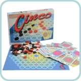Doos en 2D en spelonderdelen van  spel Cinco van speluitgever Franjos Spiele